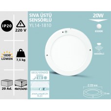 SIVA ÜSTÜ SENSÖRLÜ LED PANEL BEYAZ-BEYAZ ÇERCEVE